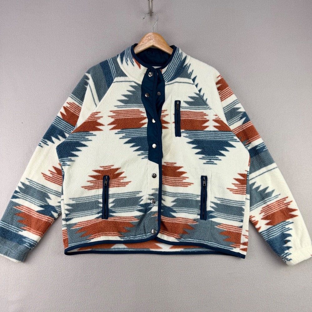 Thread & Supply Phoenix Aztec Fleece Jacket Women M Cream Southwest Snap Up